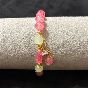 Chic Pink and Gold Beaded Bracelet